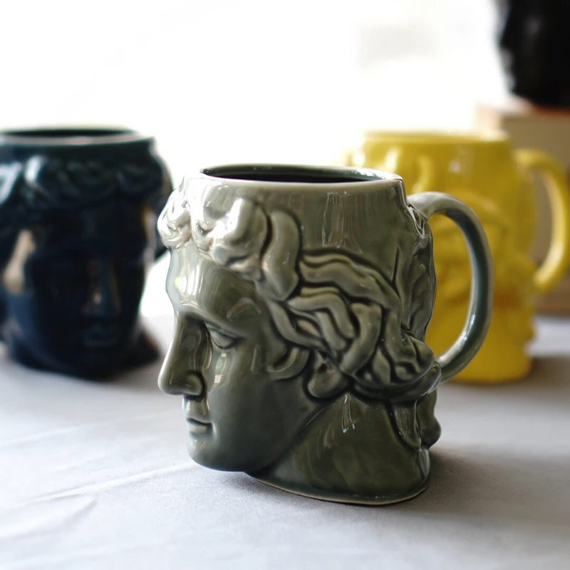 Colored Ceramic Cup Spain Ancient Greece Apollo David Head Mug Sculpture  Coffee Cup Desktop Ornaments Office Water Cup - AliExpress 15