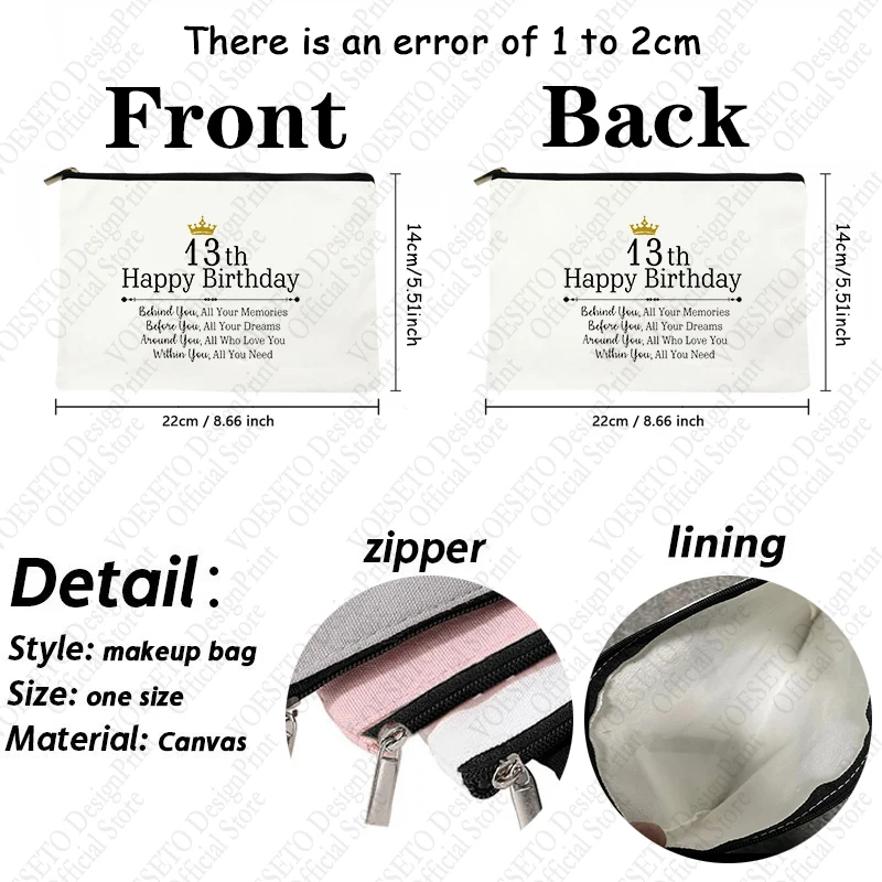 1 pc Birthday Gifts pattern Makeup Bag, Travel Toilet Storage Bag, Party Gift Zipper Organizer,Pouch For Makeup Lightweight Case