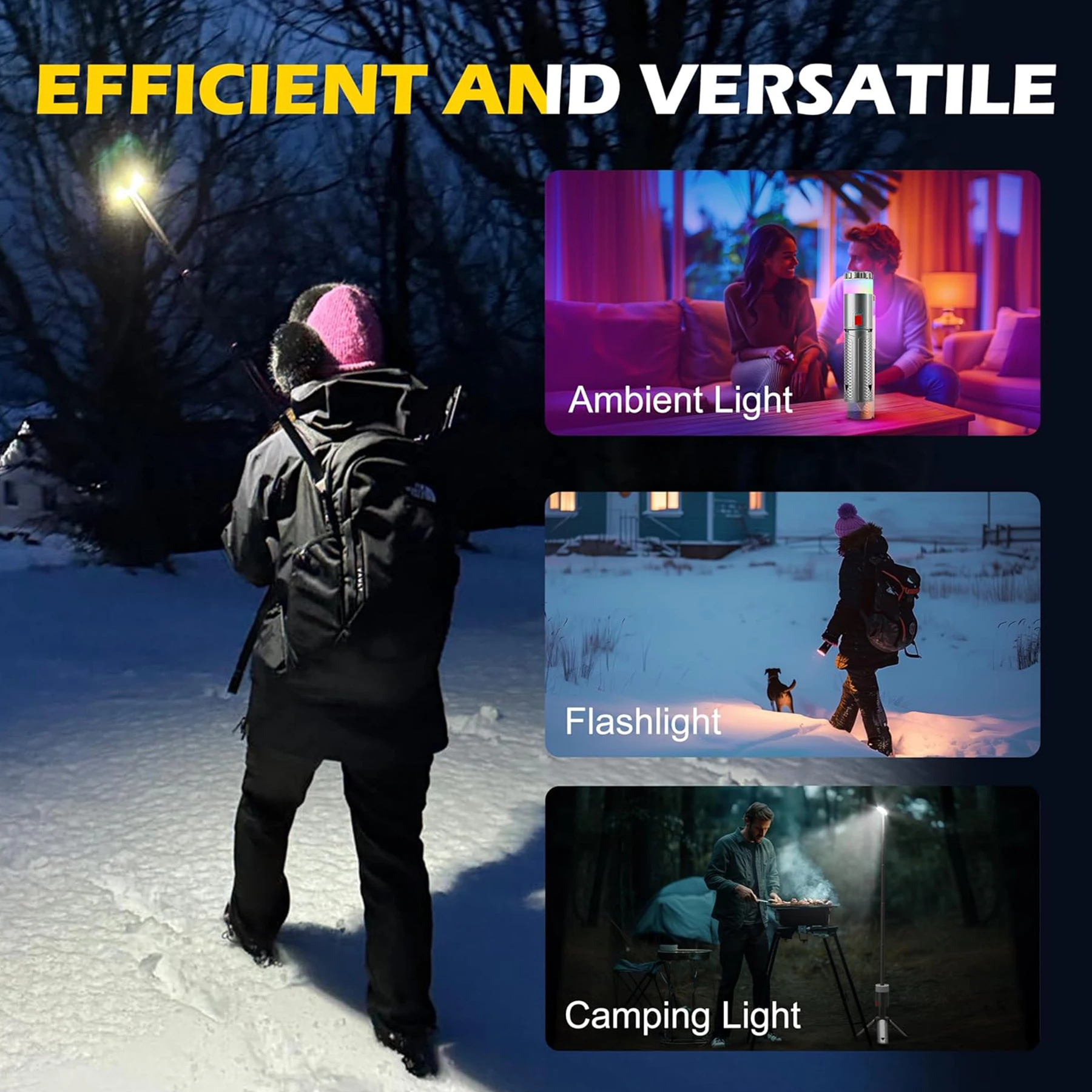 Telescopic Camping Light Rechargeable Portable Outdoor LED Lantern Table Lamp 5 Light Modes With Tripod Emergen