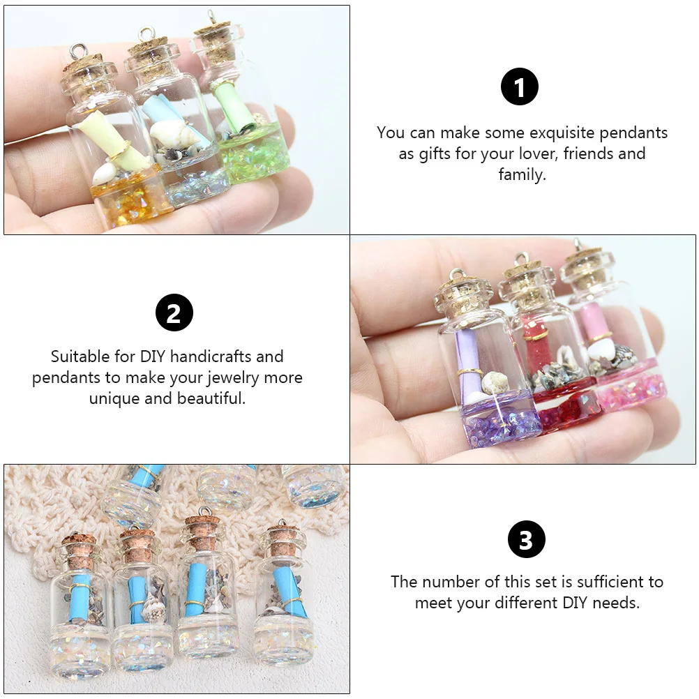 

12Pcs Mini Resin Drift Bottle Pendant DIY Set Simulation Glass Bottle Jewelry Craft Accessories Key Chains Earrings Pendant
