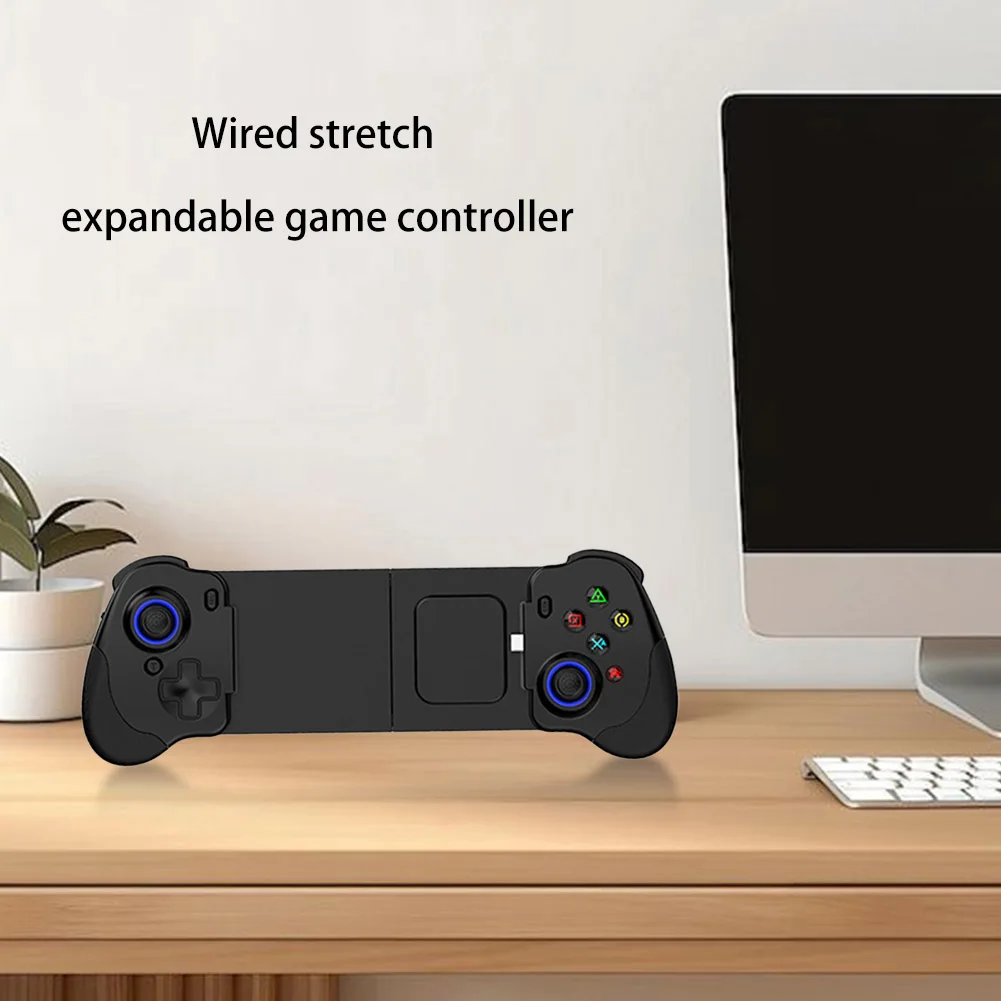 Wired Stretching Game Controller Bluetooth-Compatible Gamepad Joystick Dual Vibration 6-Axis Gyro Hall Effect for IPhone/Android