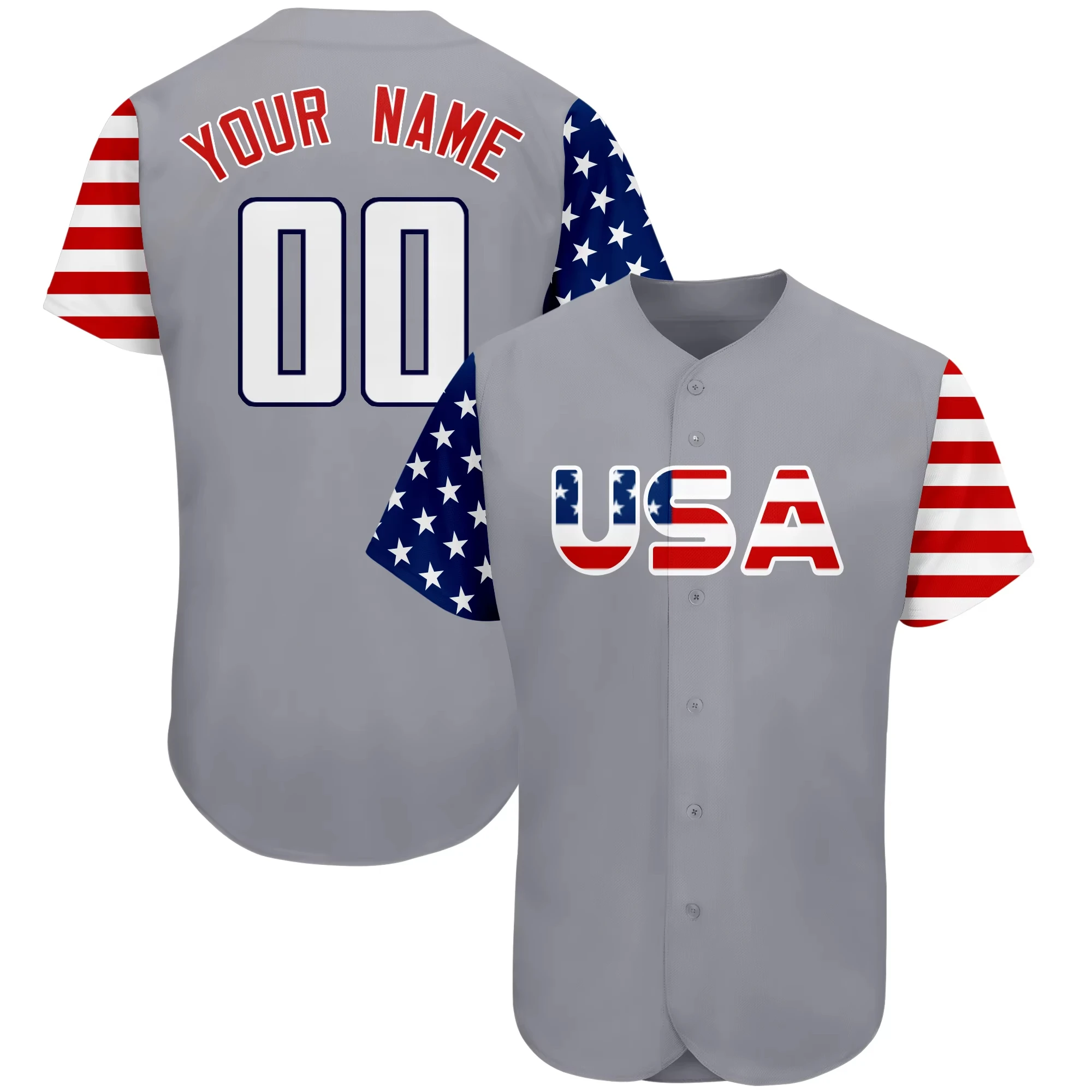 Custom Baseball Jersey USA Stitched American Flag Baseball Shirt Baseball Club Training Shirt