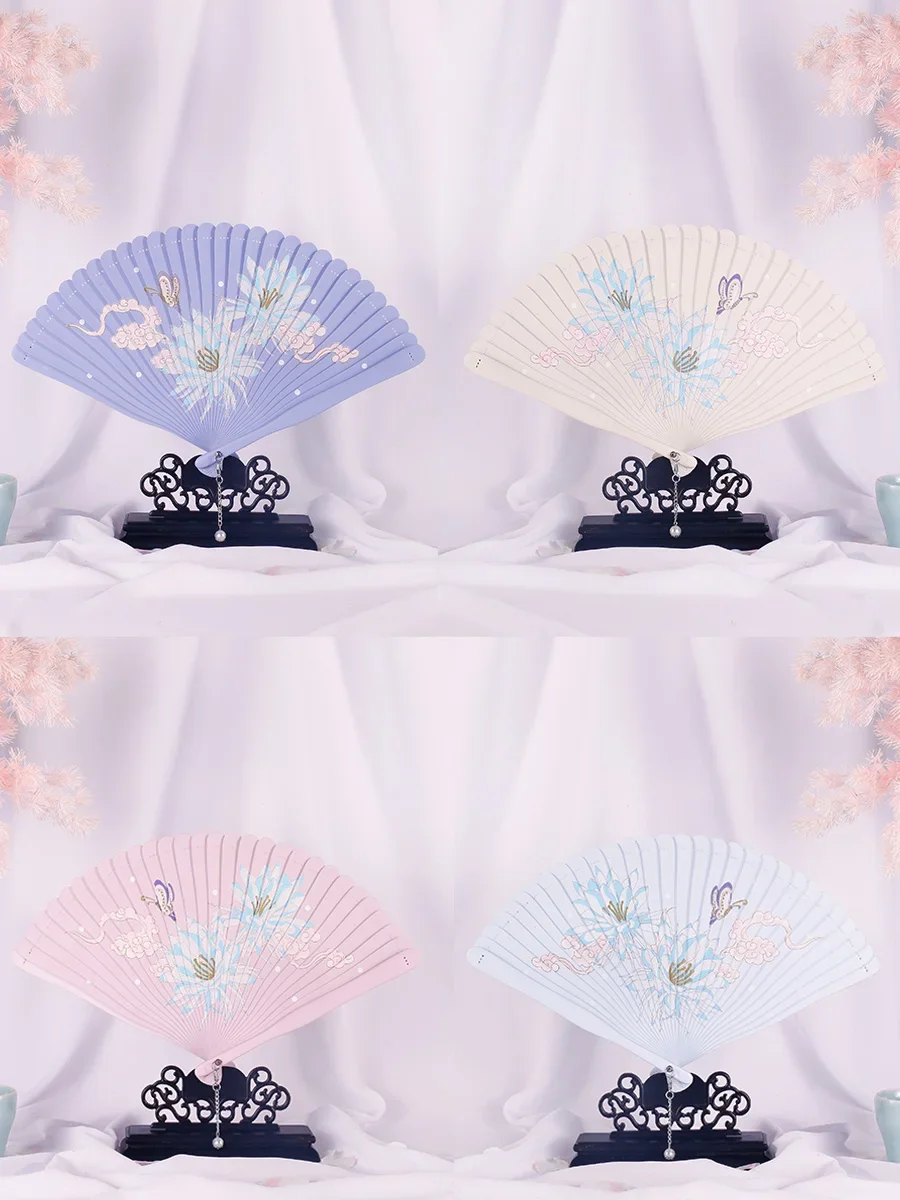 【 Epiphyllum Dream 】 Chinese ancient style Summer Retro Fan Folding Fan Hanfu Girl Heart Chinese Style Gift