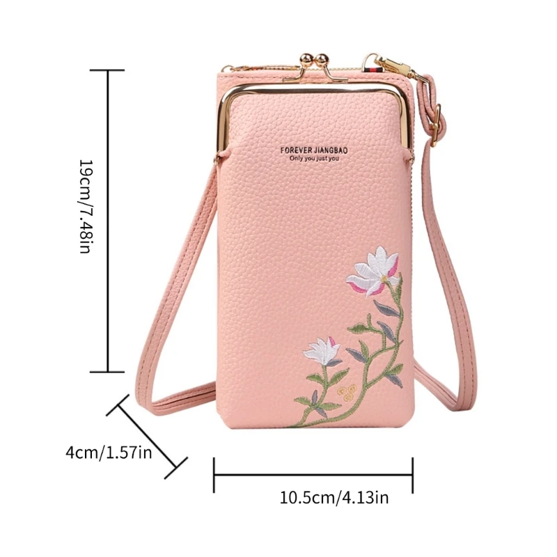 E74B Elegant Ladies Shoulder Bag with Kiss Lock Closure Phone Purse for Night Outs