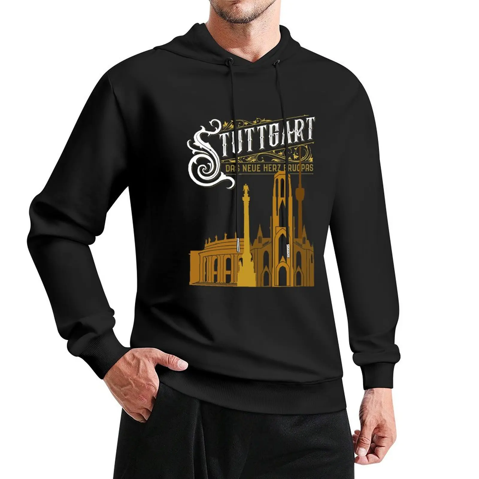 Stuttgart City and Historic Landmarks Vintage Pullover Hoodie men wear clothes for men new in hoodies