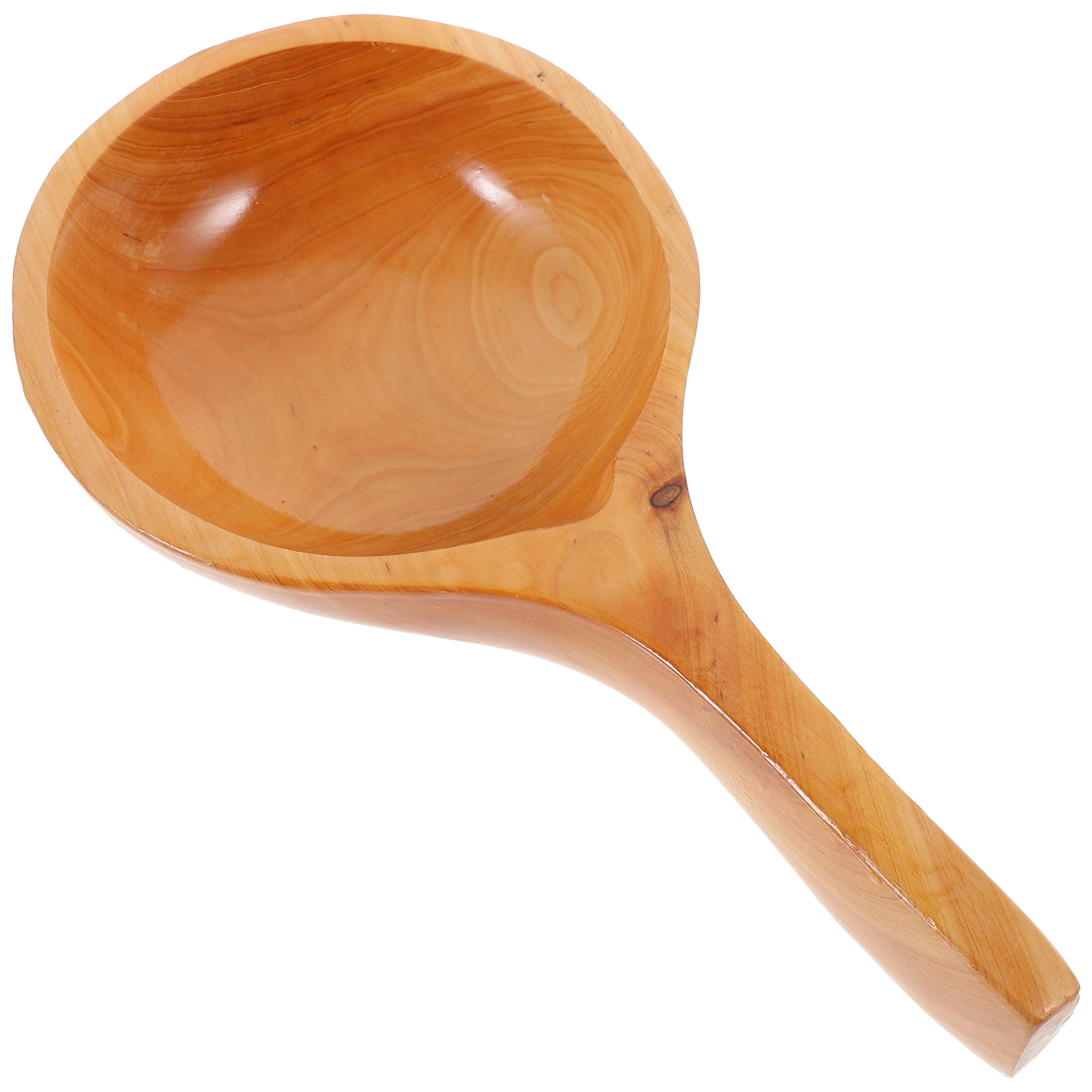 

1pc Wooden Water Ladle Solid-wood Bathing Scoop Large Capacity Bathroom Kitchen Accessory Smooth Surface Easy Clean Pine