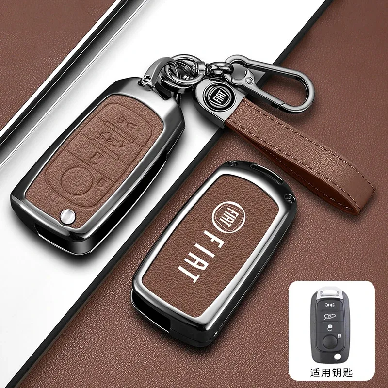 Funda de cuero para llave de coche Fiat, carcasa protectora sin llave para FIAT Tipo Toro Nuovo Freedom 500X Doblo Argo Grazie, accesorios para automóviles
