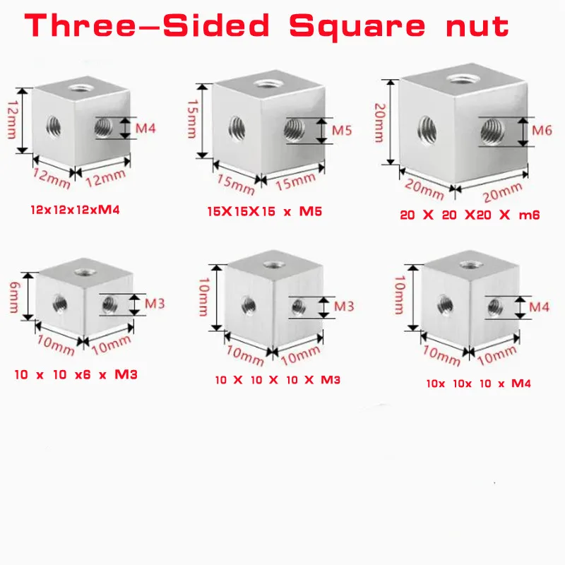 

10 шт. M3 M4 M5 M6 трехсторонняя гайка квадратный фиксированный блок квадратная угловая гайка шестисторонняя Резьбовая пластина звеньевой блок для фиксации акриловой коробки