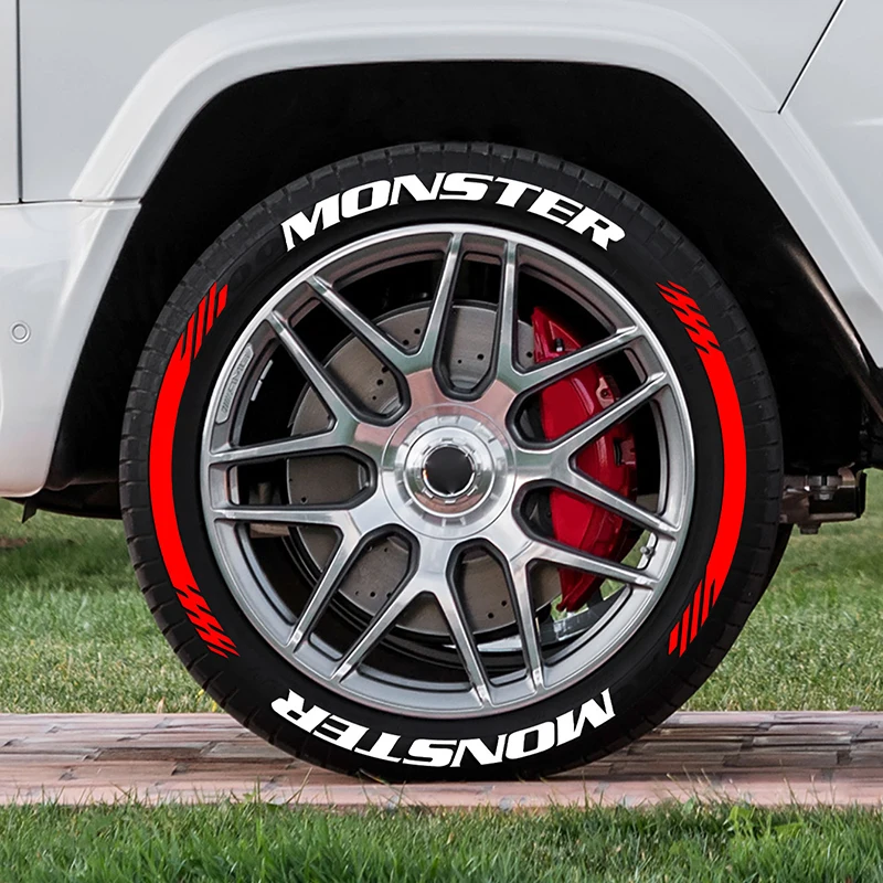 Universal Monster Car Tire Decorative Stickers Set of 4 PVC Waterproof Suitable for Car Tires