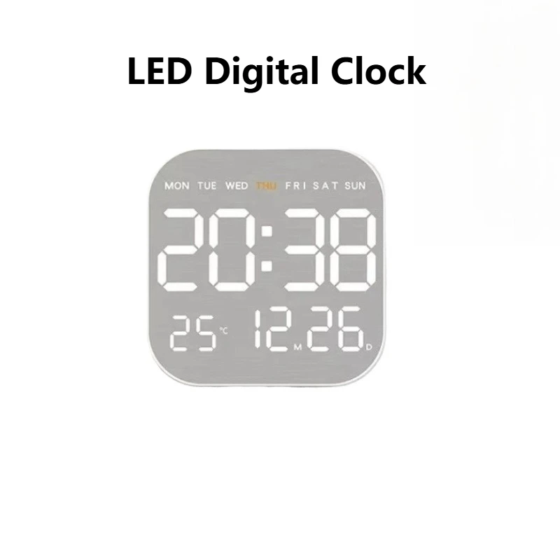 Multifunctional LED Digital Thermometer Hygrometer Alarm Clock 12 24H Wall Hanging Desktop Temperature Humidity Monitor
