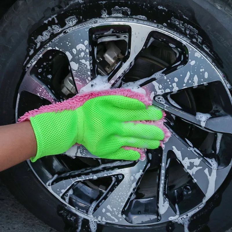 Double-sided Microfiber Car Wash Gloves Multifunctional Cleaning Brush Detailing Washing Gloves Home Use Car Cleaning Tool