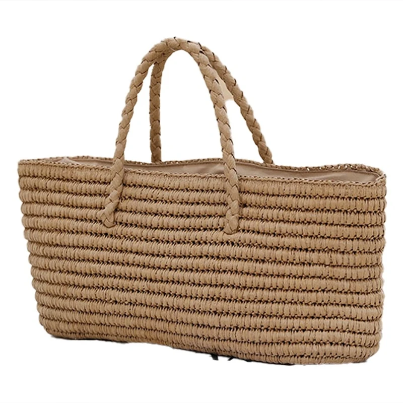 

New Straw Woven Bag Handmade Straw Bag Woven Bag Portable Vegetable Basket Female Bag Large-Capacity Seaside Beach Bag