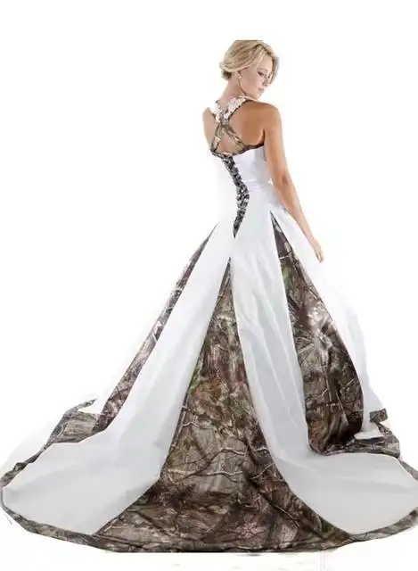 Western Camo Wedding Dresses Straps Corset Satin Bridal Gowns For Women Sleeveless Elegant Country Bride Dress Customized