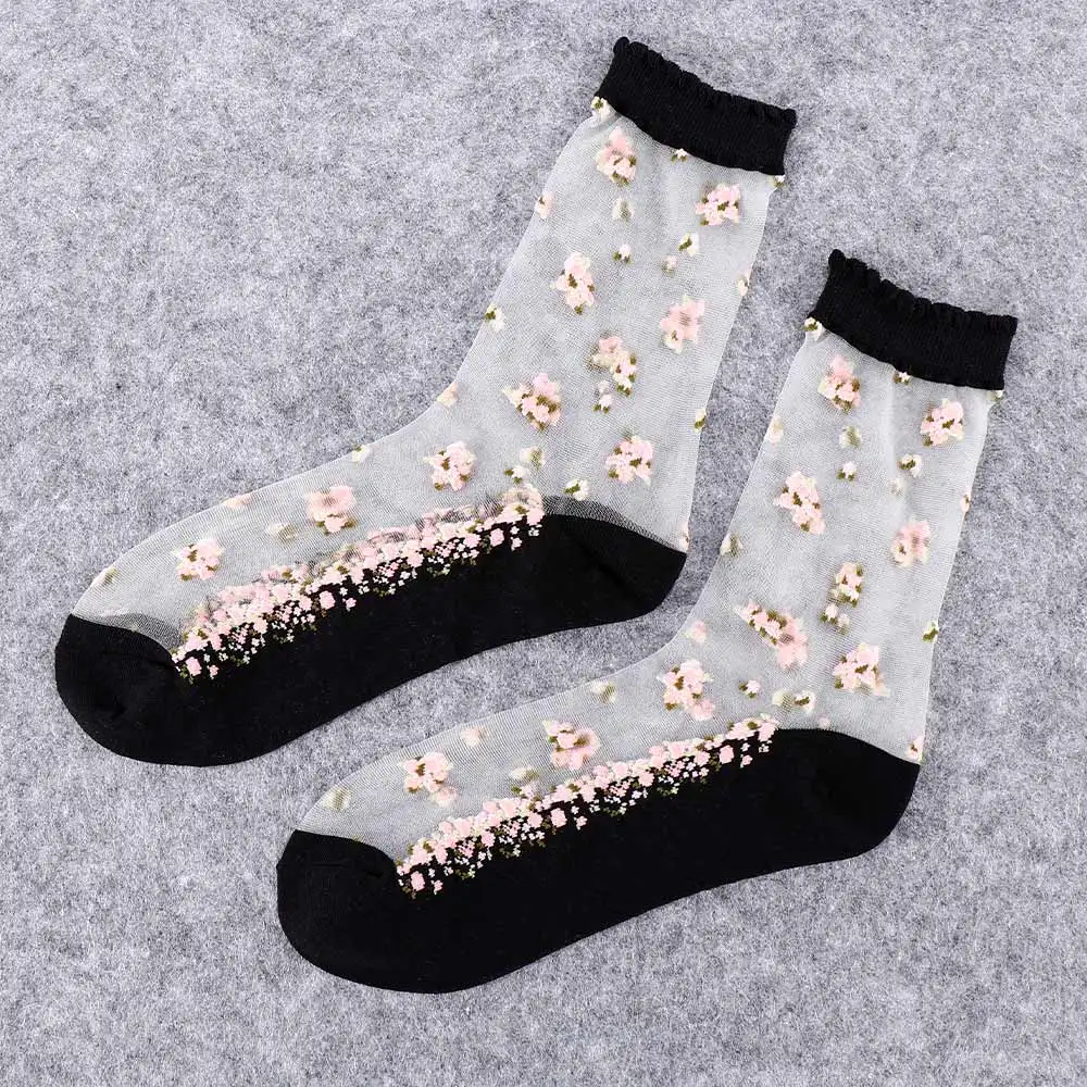 

Leisure Summer Glass Silk Boat Socks Thin Bow Socks Short Sock Ankle Socks Crystal Sock