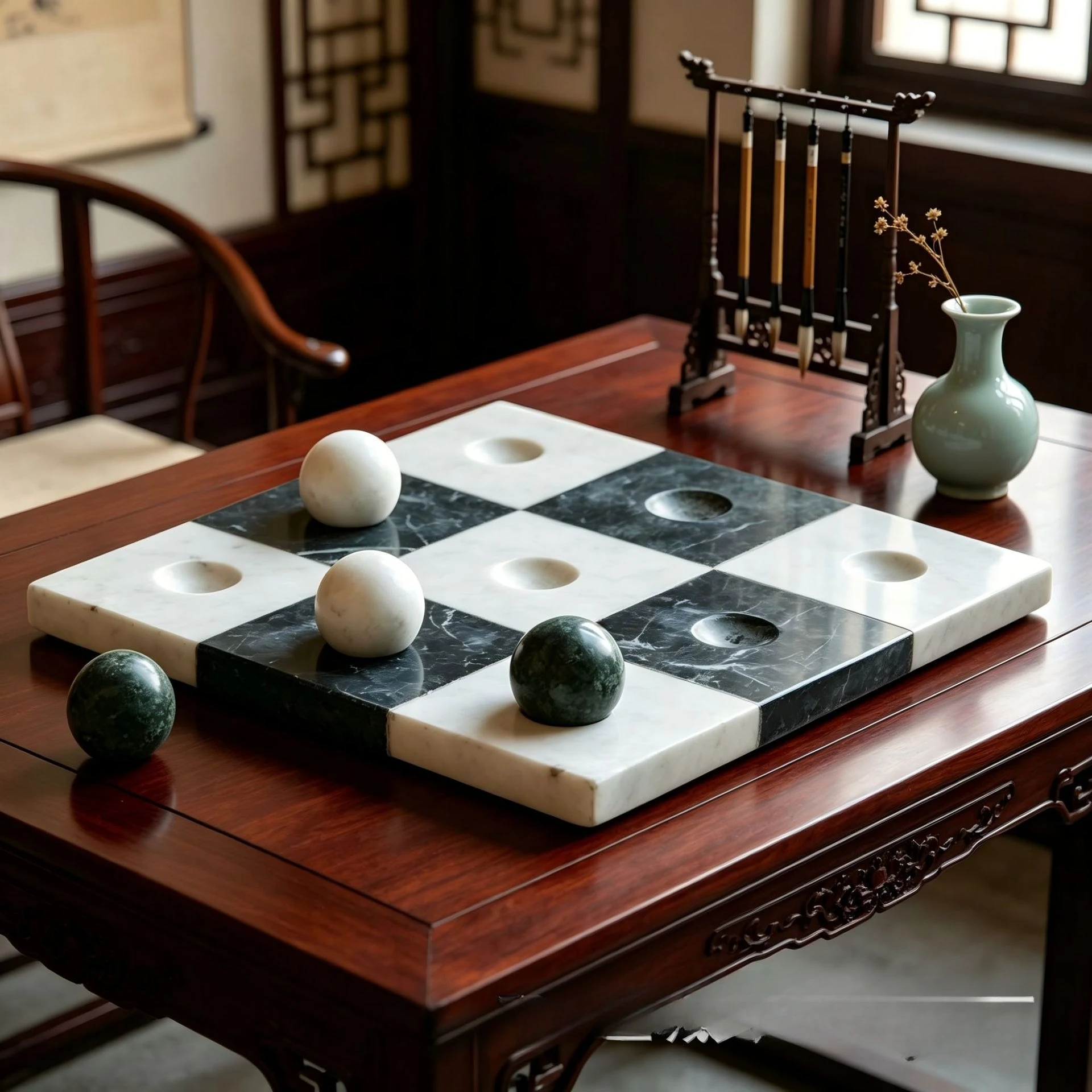 Marble XO chessboard Nordic style home desktop decoration ornament parent-child interactive game chess crafts can be customized