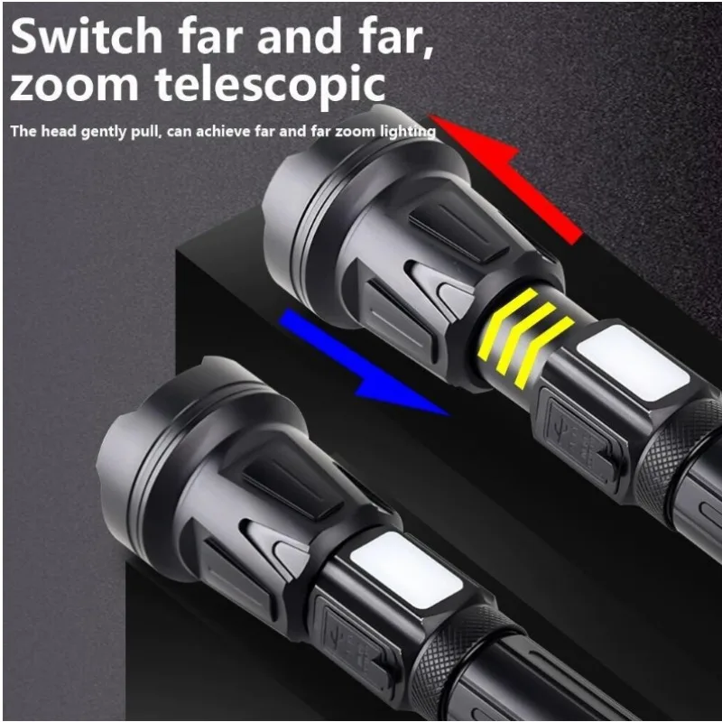 P160 High Power Flashlight LED 18650 Rechargeable USB C Lamp Waterproof Emergency Work Light for Outdoor Lighting Hiking Camping