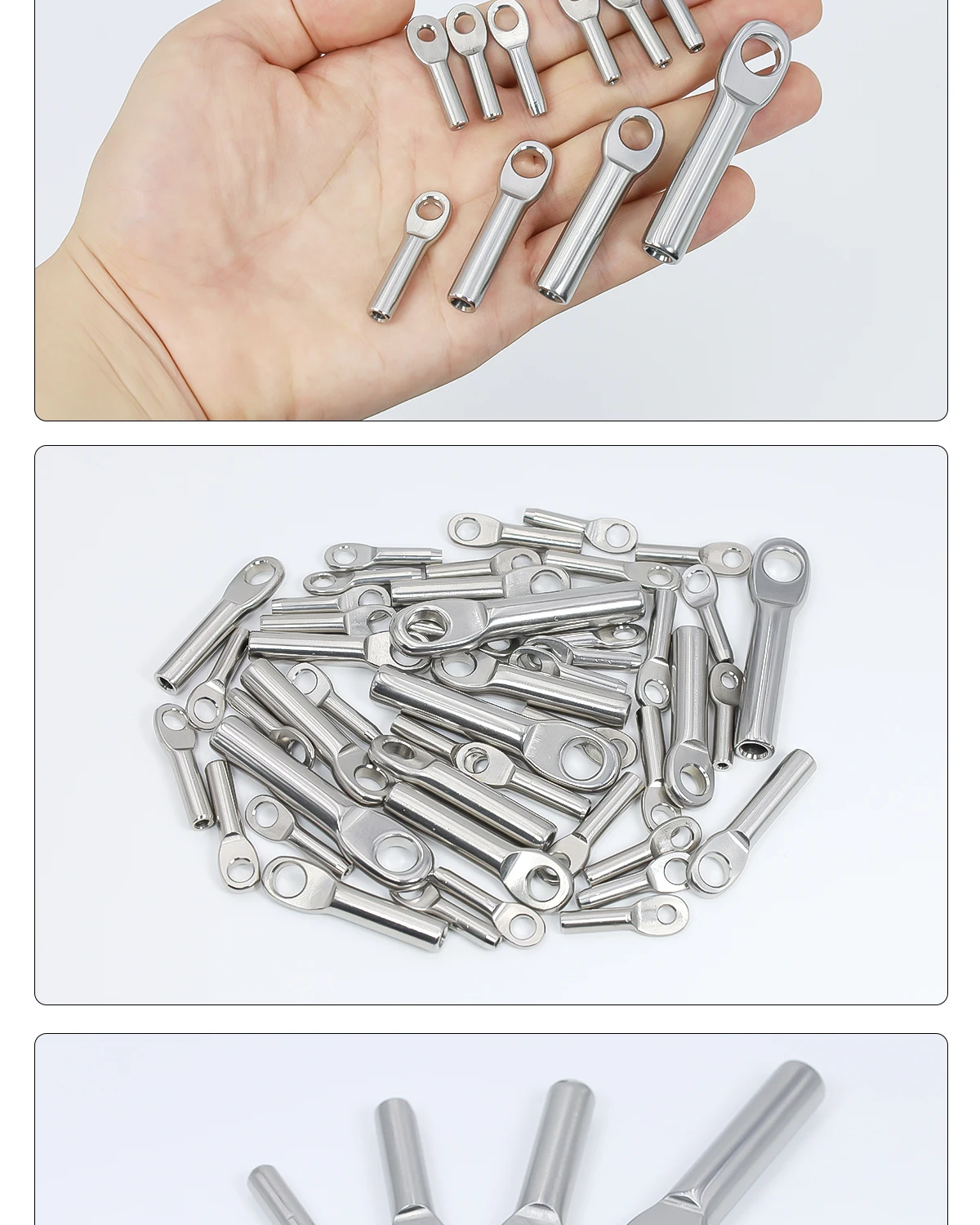 1,5-6mm 304 Edelstahl Ösen-Klemmclip, Drahtseil-Verbindungsclip, M4/M5/M6/M8/M10 Klemmterminal – Detail 13