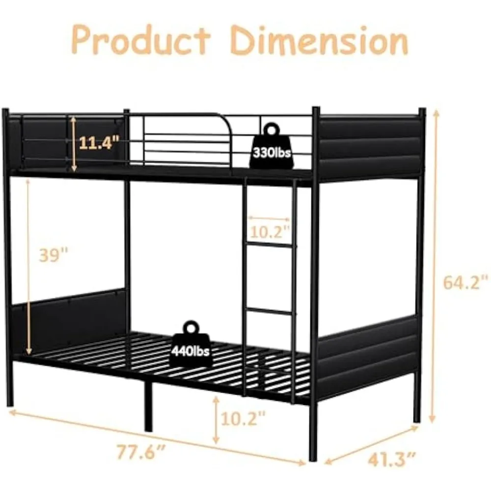 Metall Etagen bett Twin über Twin, umwandelbar in 2 einzelne Twin Etagen betten Kinder Erwachsene, Twin Size Bett mit abnehmbarer Leiter