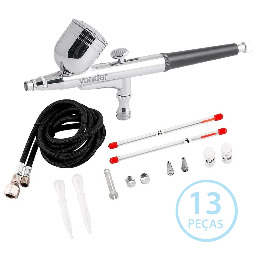 Aerógrafo Profissional Para Pintura Tinta Tipo Caneta Acessórios 13 Pçs Vonder