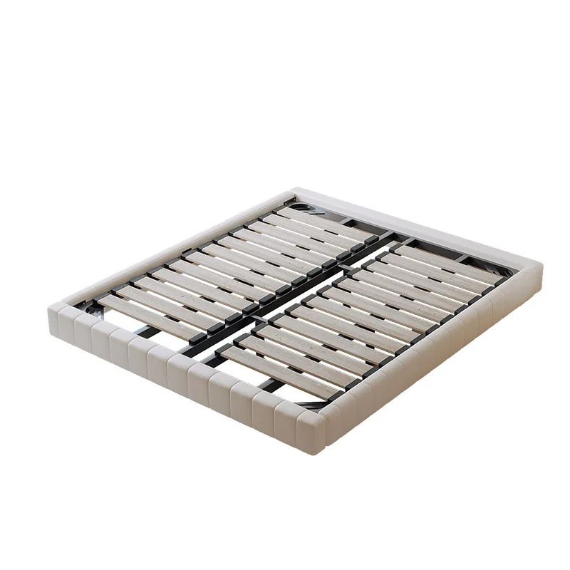 

No bedside light luxury and simple, modern double master bedroom leather small apartment wedding bed tatami