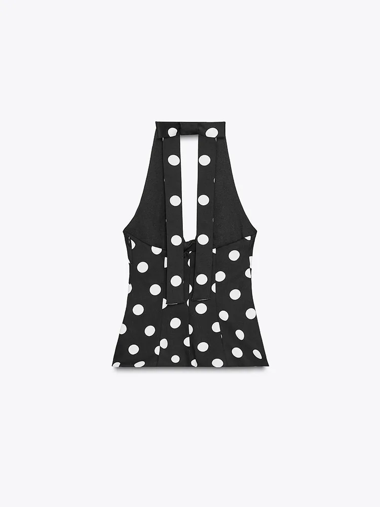 

Новый летний женский топ в горошек с подвесным узлом, украшенный галстуком-бабочкой, шикарная женская модная одежда