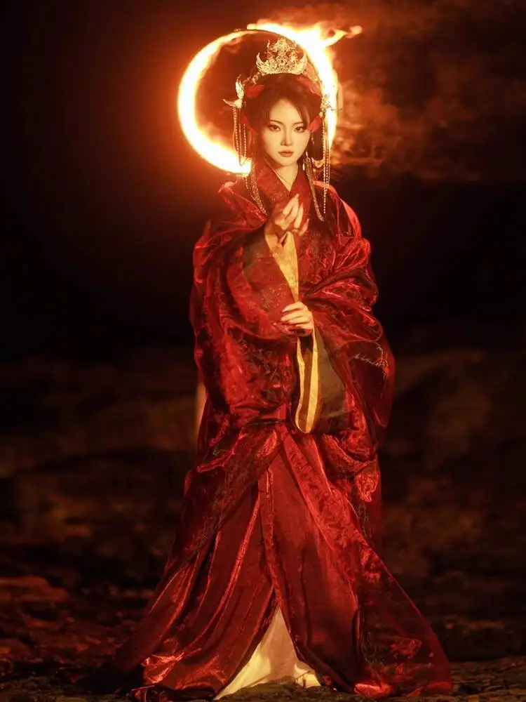 

New Warring States Robe Hanfu Women Big Sleeve Trailing Ancient Costume Festival Annual Meeting Dance Costume Halloween Cosplay