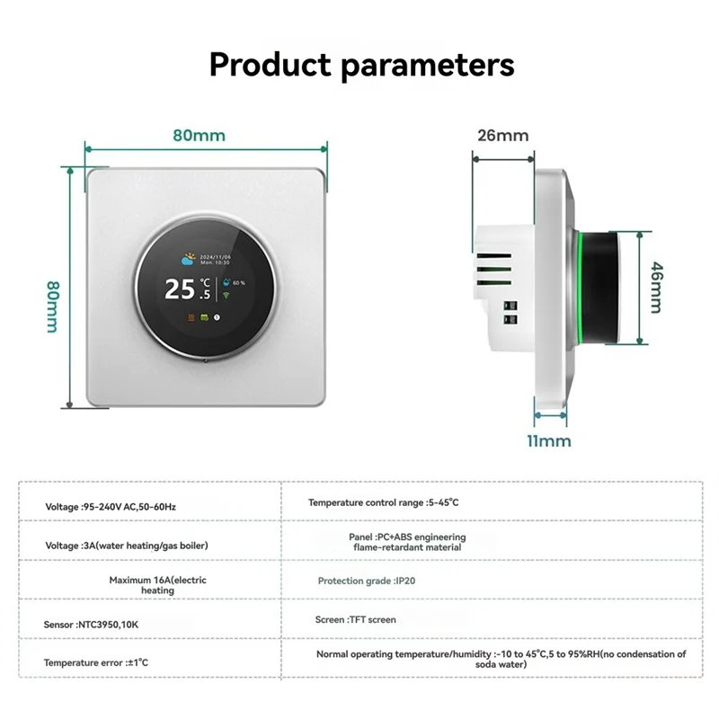 B04C-Tuya Wifi Smart Thermostat Electric Heating Temperature Control Water Boiler Smart Knob Controller