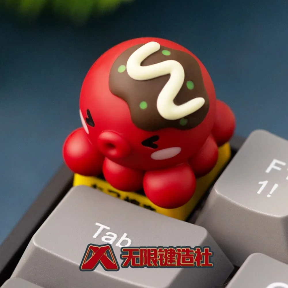 Takoyaki Keycap Custom Cute Resin Keyboard Cap Originate Personalized Anime KeyCap for Mechanical Keyboard Accessories Cherry Mx