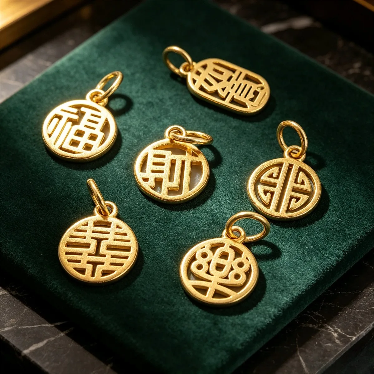 Vietnamese Sand Gold Mini Pendants, Vintage Blessing Charms for Handmade DIY Necklace & Bracelet Jewelry K165