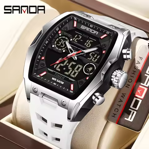 SANDA Men Electronic Watch Big Dial Sports LED Analog Digital Chronograph Military Dual Display Man Wristwatch relogio masculino