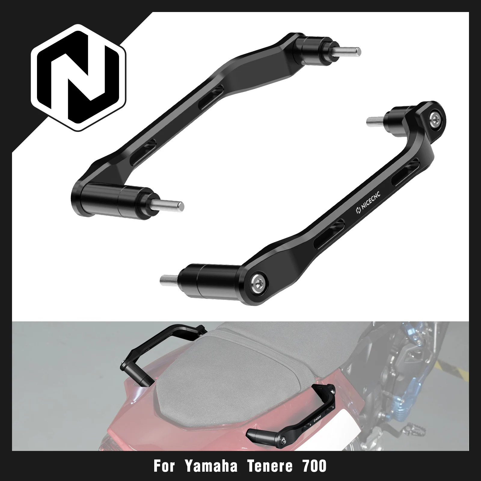 

NICECNC Passenger Rear Grab Handle Set For Yamaha Tenere 700 T700 XTZ700 2019-2024 Tenere 700 World Raid Tenere700 Rally Edition