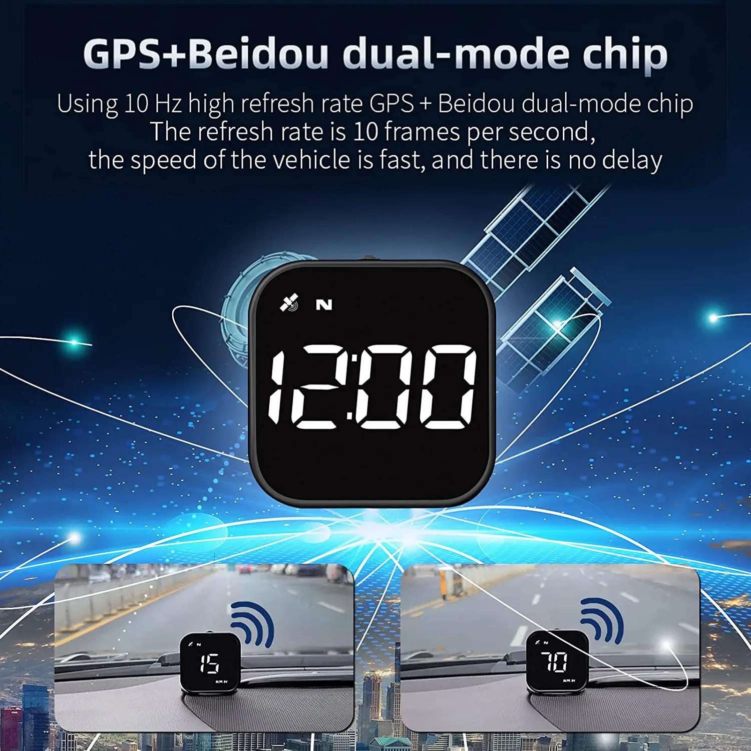 Universal GPS HUD Head Up Display LED Speedometer Smart-Digital Driving Overspeed Alarm Reminder for Car Accessories