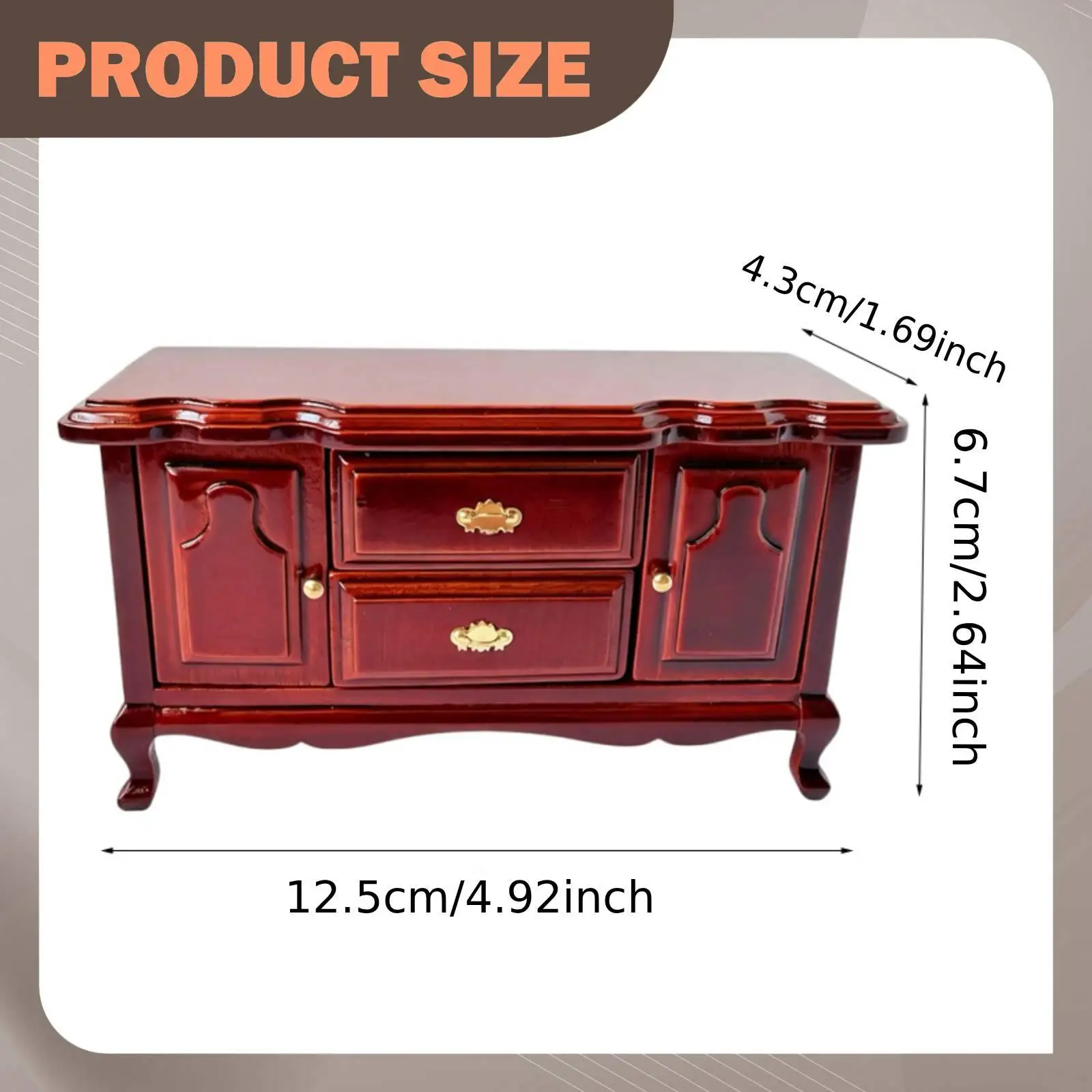 

1:12 Scale Dollhouse Side Cabinet Vintage Scene Storage Ornament Chest of Drawers Miniature Furniture for Living Room DIY Scene