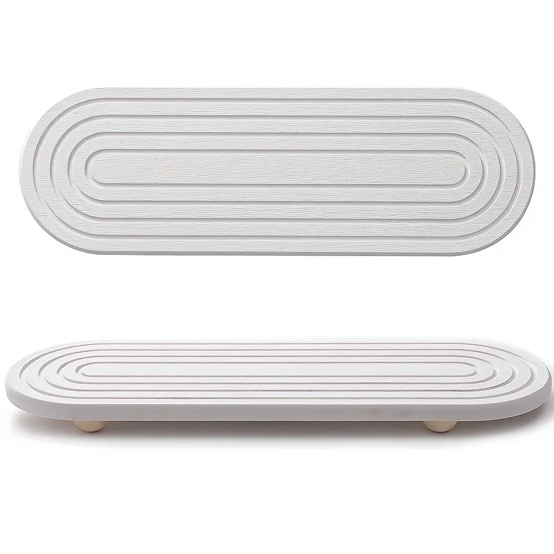 1pcs Mouthwash Cup Tray Kitchen Bathroom Countertop Absorbent Stone Tray Quick Drying Sink Rack Water Absorbing Sink Pad