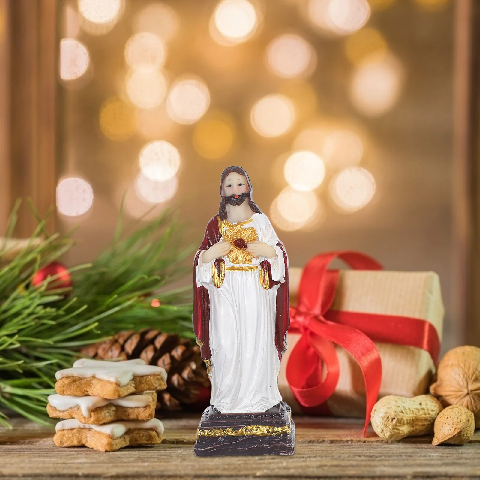 

Mini Holy Father Resin Statue Catholic Religious Sculpture Small Indoor Outdoor Use Church Home Decor Desktop Religious Resin