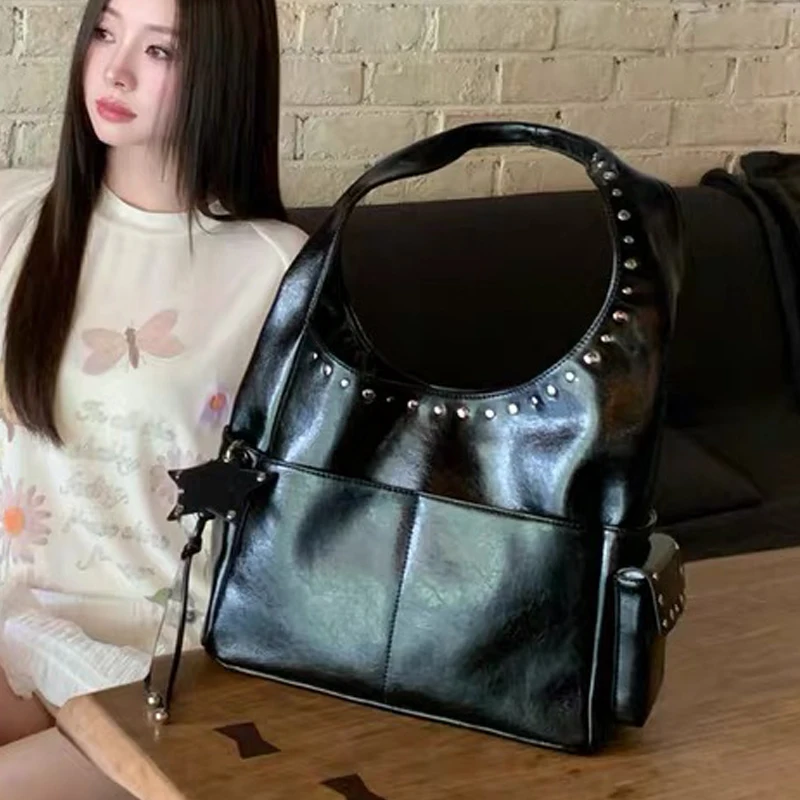 

Faux Suede Bags For Women Luxury Designer Handbags And Purses 2026 New In PU Multiple Pockets Rivet Five-Star Ornament Shoulder