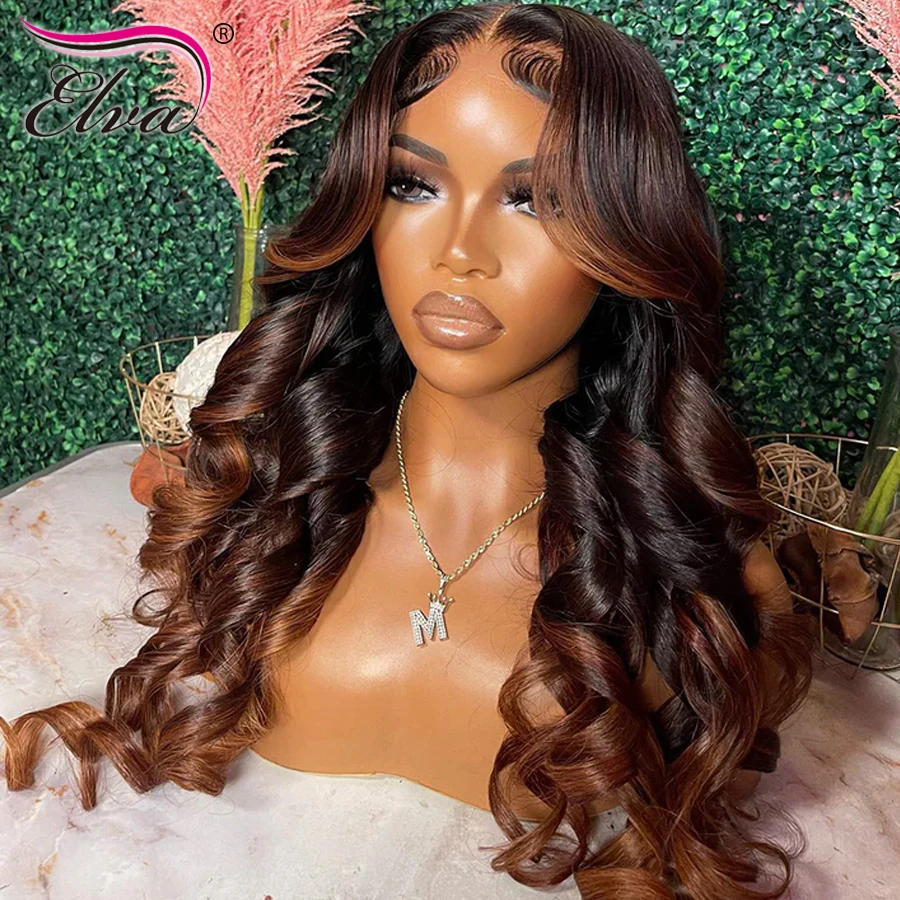 Elva Hair Highlight 5X5/9X6 HD Lace Closure Wig Glueless Ready Wear Wig Human Hair Loose Wave 13x4 HD Lace Frontal Full Wigs