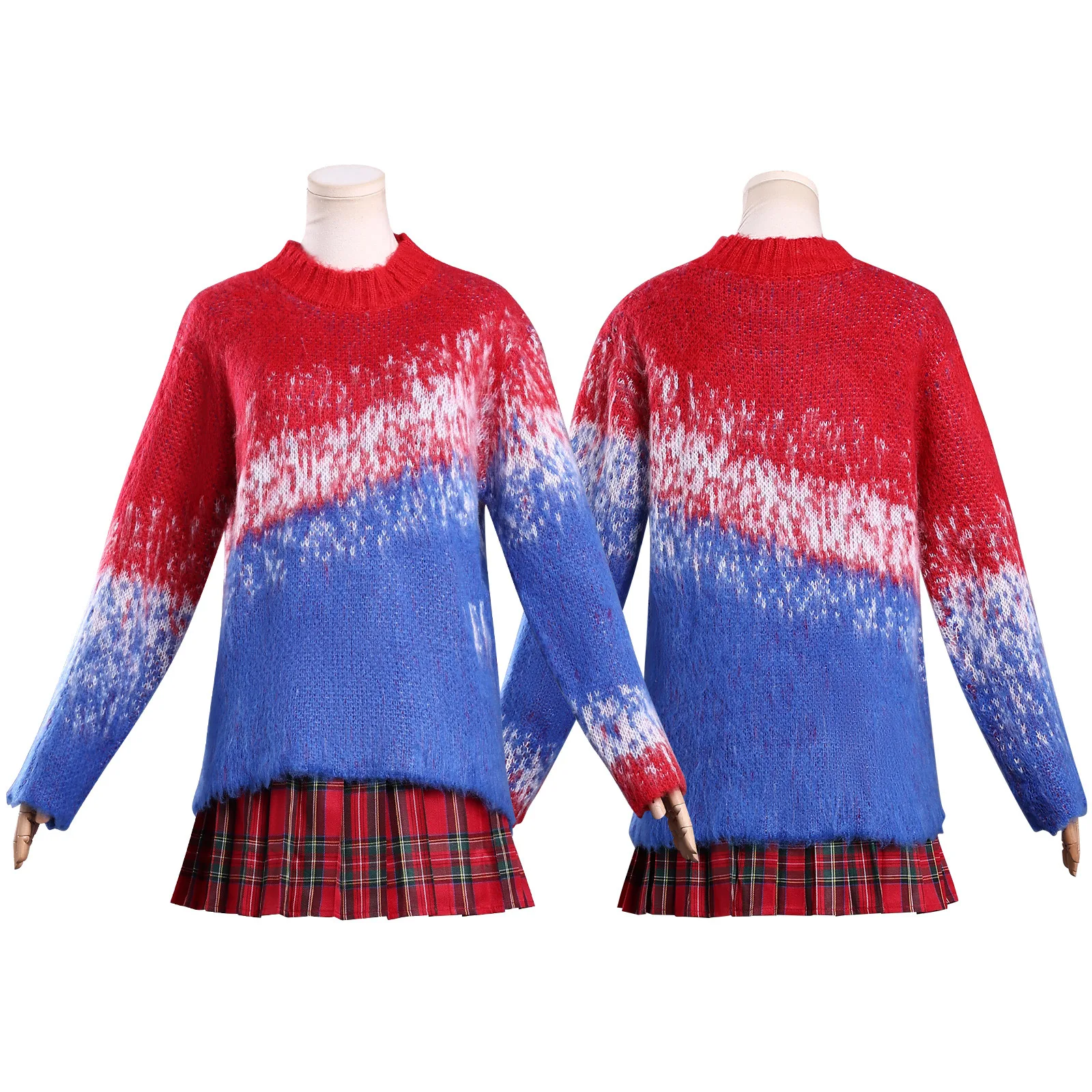 

2025 Хэллоуин Косплей Аниме Wedness Movie Dayyy コス 10:30 Красный Синий Градиент Цвета Свитер Радуга Harajuku Jirai Kei Платье Лолита