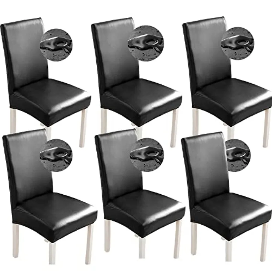 

Чехлы для обеденных стульев из эластичной ткани - водонепроницаемые чехлы из искусственной кожи - универсальные защитные чехлы для стульев для столовой, кухни, отеля