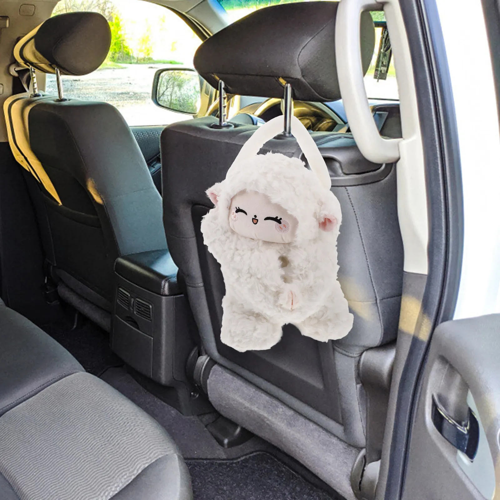 

Cartoon Lamb Car Tissue Box Soft Hanging Napkin Dispenser Vehicle Tissue Holder Decorative Car Paper Towel Holder