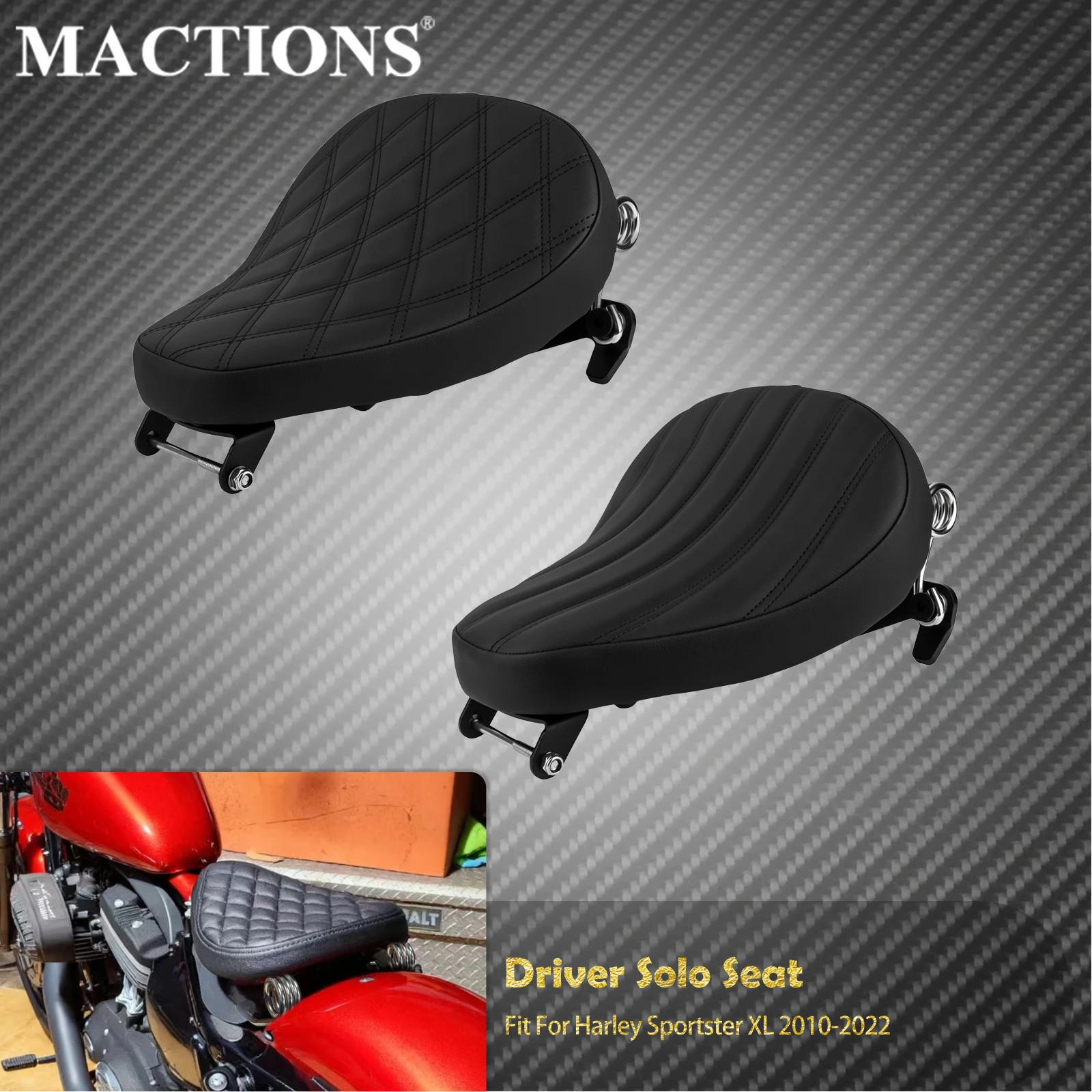 

Motorcycle Driver Solo Seat Rider Front Saddle Cushion Seat With Springs Bracket Mount Kit For Harley Sportster XL 883 2010-2022