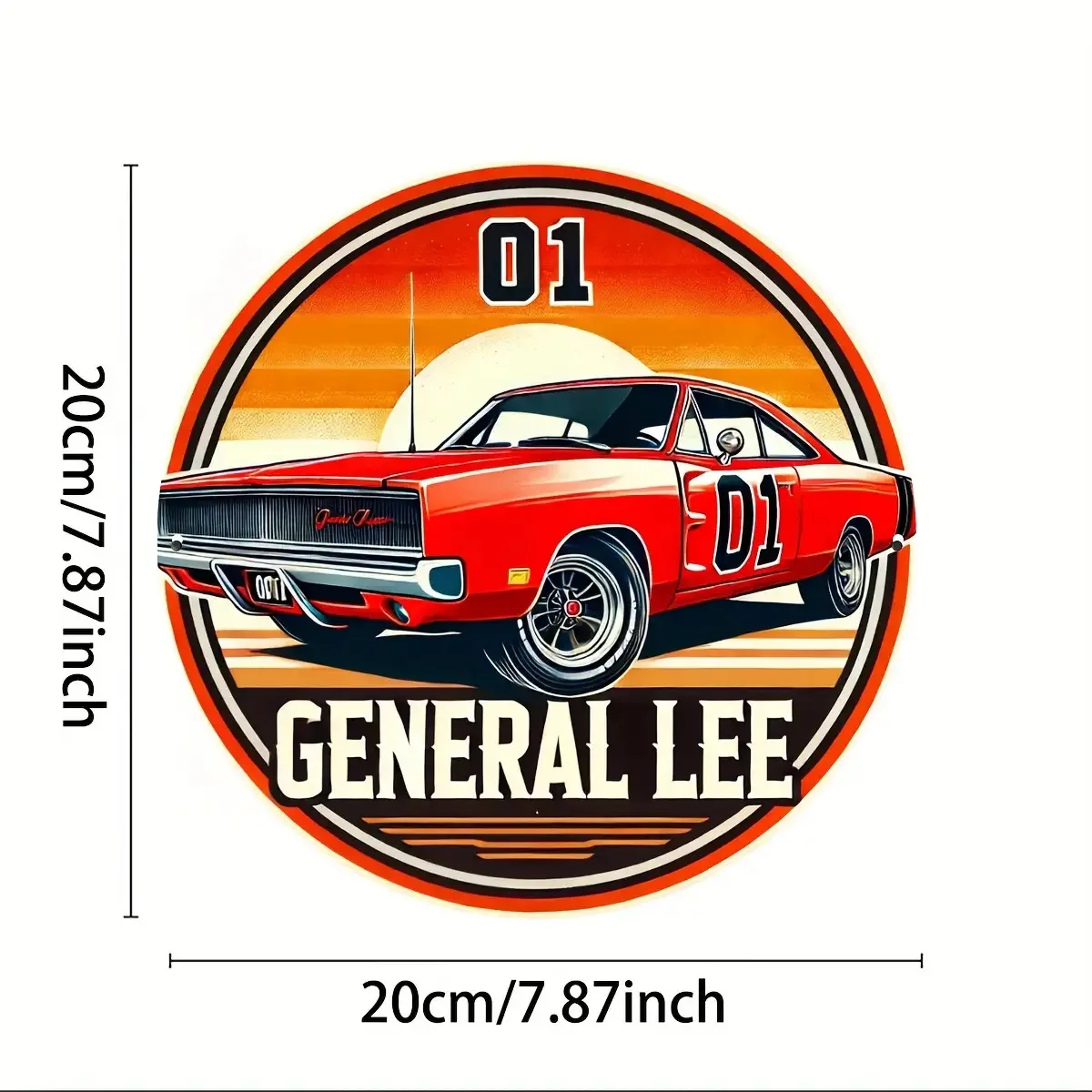 Vintage General Lee Racing Car Metal Tin Sign - 8x8 Inch Aluminum Wall Art with Number 01 & Duke Boys Design, Retro Garage Decor