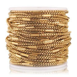 2M Stainless Steel 2mm Gold Pinch Pipe Box Chains for DIY Clip Beads Necklace Bracelet Anklet Making Jewelry Making Supplies