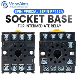 Relay Socket Base PF083A 8pins PF113A 11pins for DH48S DH48J H3CR-A8 MK2P-I H3CR-A ST3P-2Z MK3P-I Series Relay Module Mounting