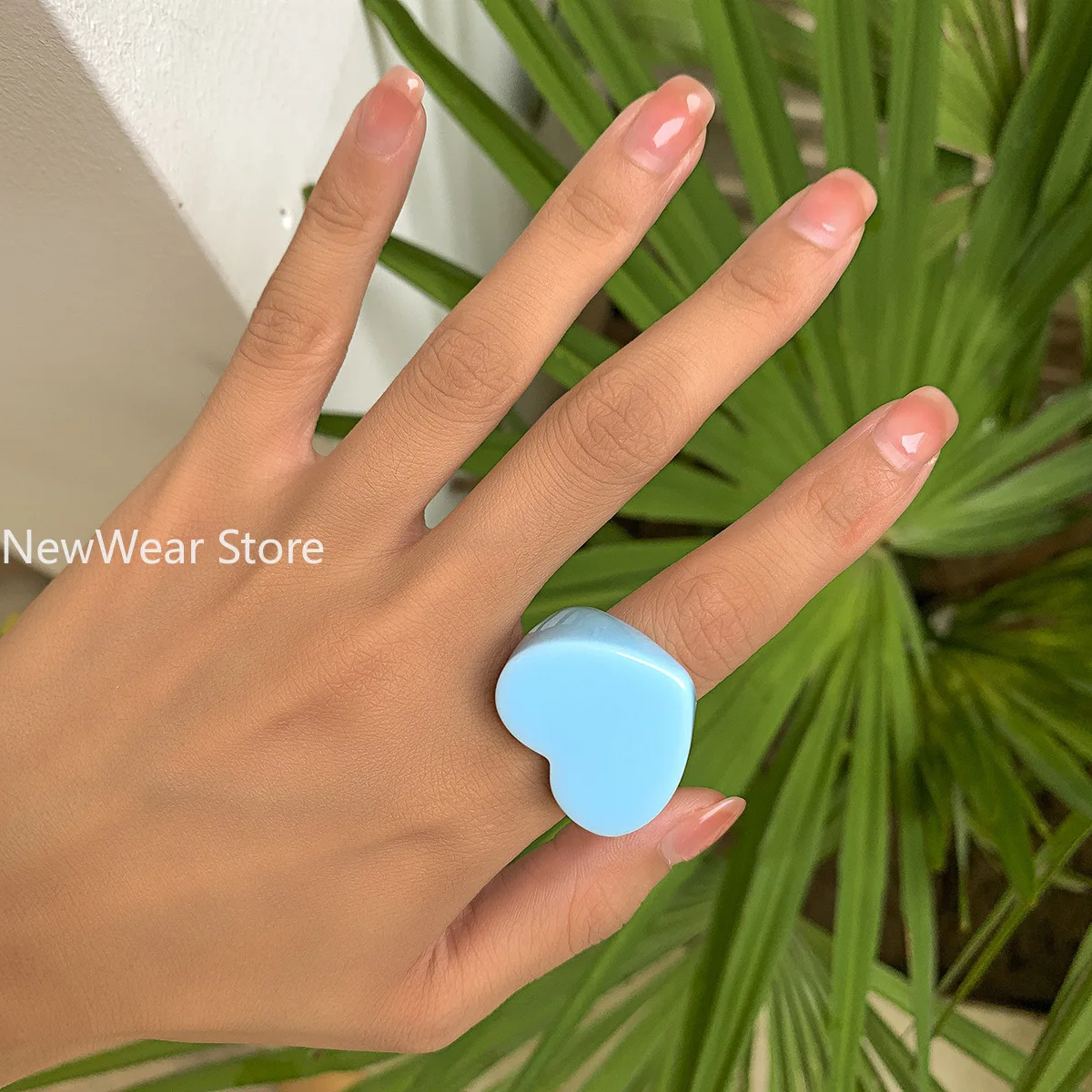 Acrylic Resin Heart Rings for Women Fashion Korean Geometric Ring Colorful Irregular Transparent Finger Ring Jewelry Party Gift