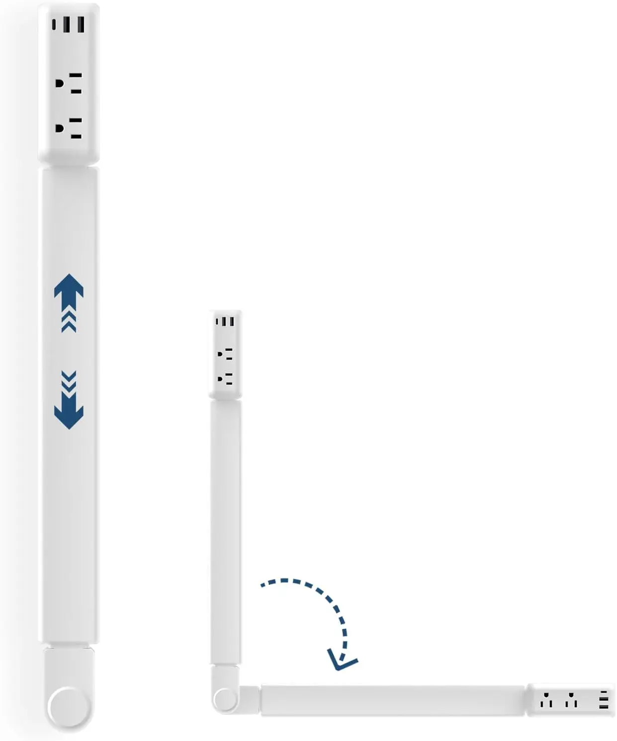 

Удлинитель электрической розетки с 2 AC-розетками, 2 USB-A, 1 Type-C, вращается на 180° ° Расширяемый кабель от 22 до 34 дюймов для доступа к труднодоступным розеткам.