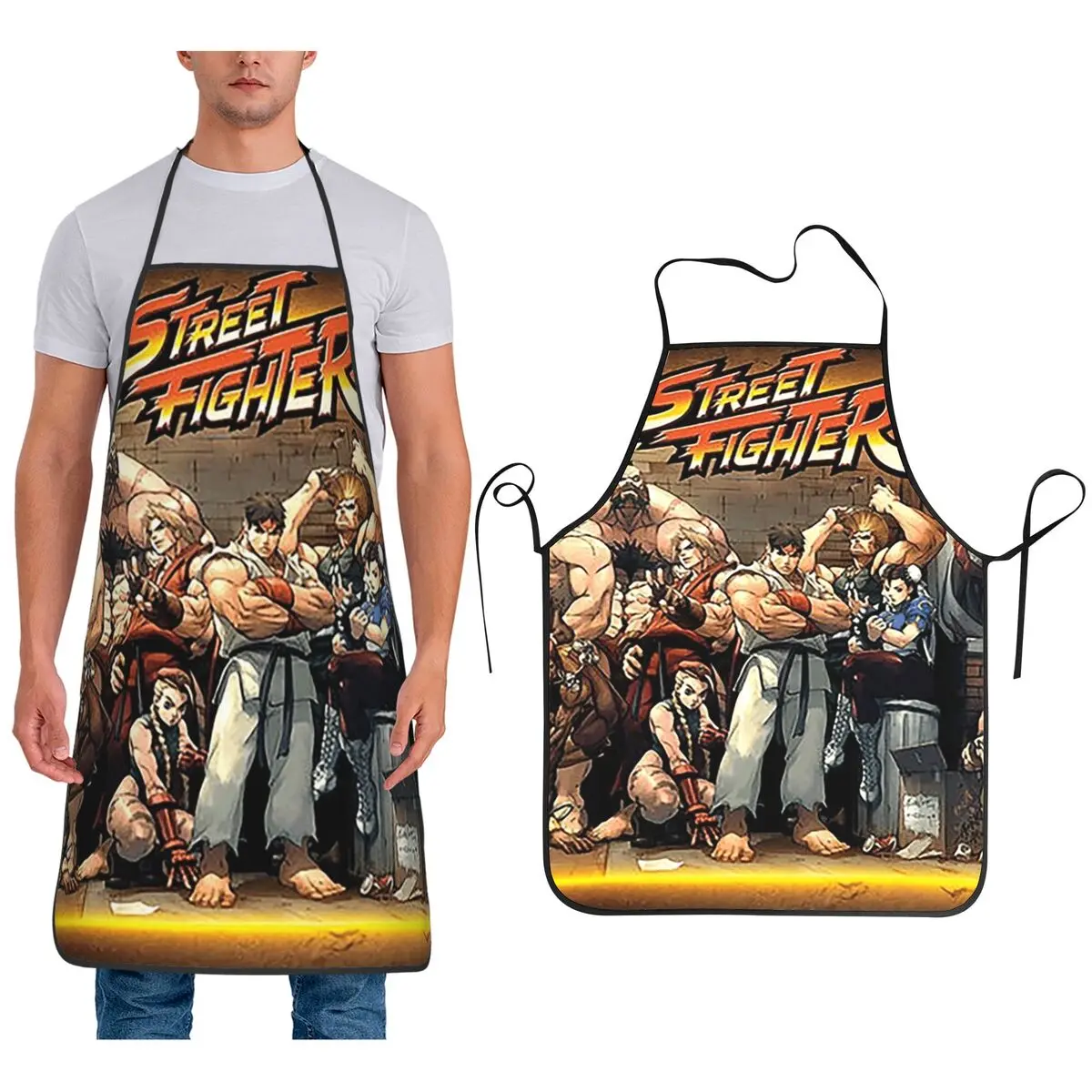 

Фартуки Defeated Portraits Super Street Fighter, фартуки для шеф-повара, кулинарии, кухни, нагрудник без рукавов, кухонный сарафан для уборки
