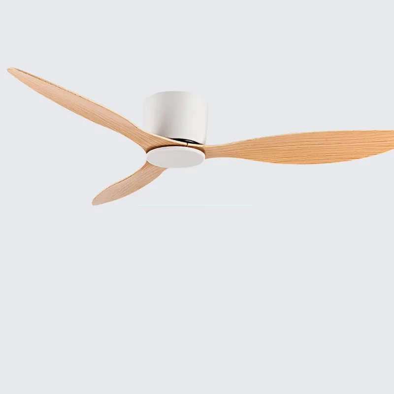 42 52-inch plafondventilatoren Geen licht DC-motor Afstandsbediening Koelventilatoren Lamp Lage vloer Plafondventilator Wit hout Zwarte kleur FANS