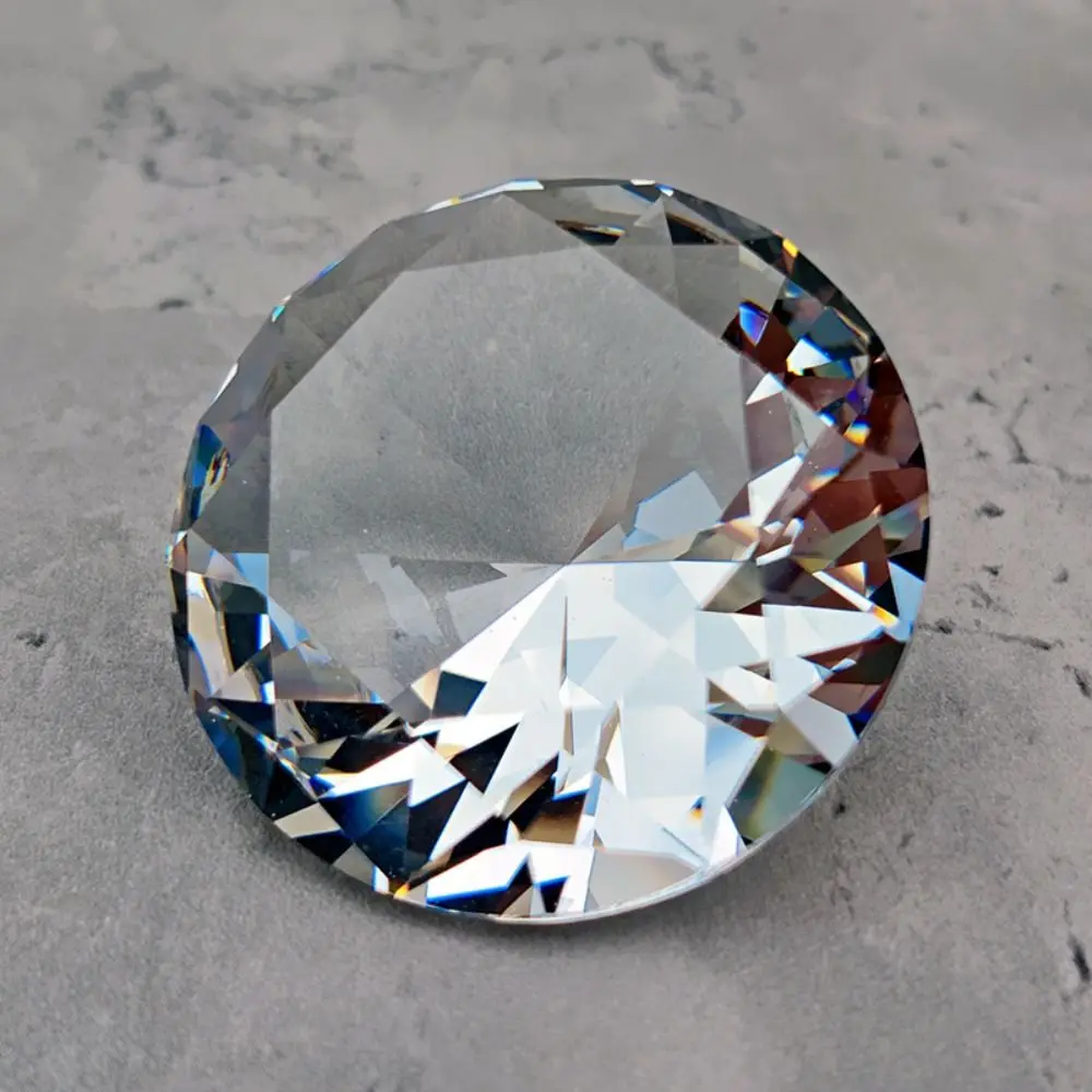 Faceted Cut Clear Crystal Diamond 60/80/100mm Romantic Big Glass Diamond Gifts Crafts Artificial Crystal Diamond Home Decoration