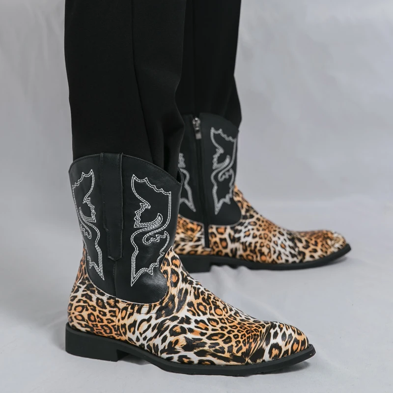 Men's Genuine Leather High-Top Ankle Boots with Side Zipper - Classic Casual & Rugged Style for Fall Winter